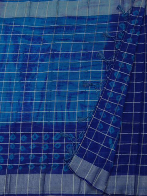 

Pothys Blue & Silver Linen Blend Printed Bandhani Saree