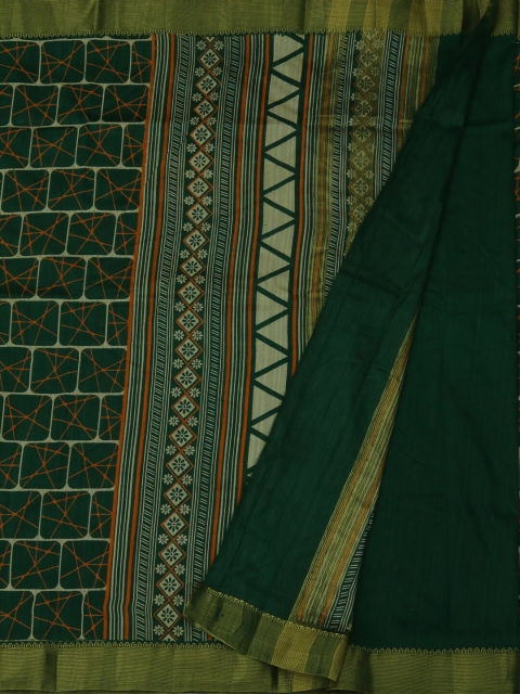 

Pothys Green Solid Jute Silk Saree