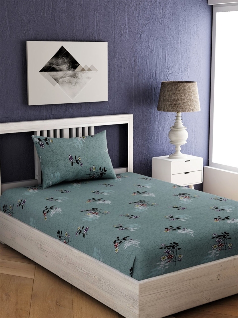

EverHOME Multicoloured Floral 144 TC Cotton 1 Single Bedsheet with 1 Pillow Covers, Multi