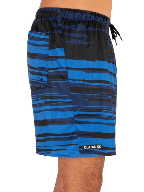 

OLAIAN By Decathlon Men Blue Striped Surfing Shorts