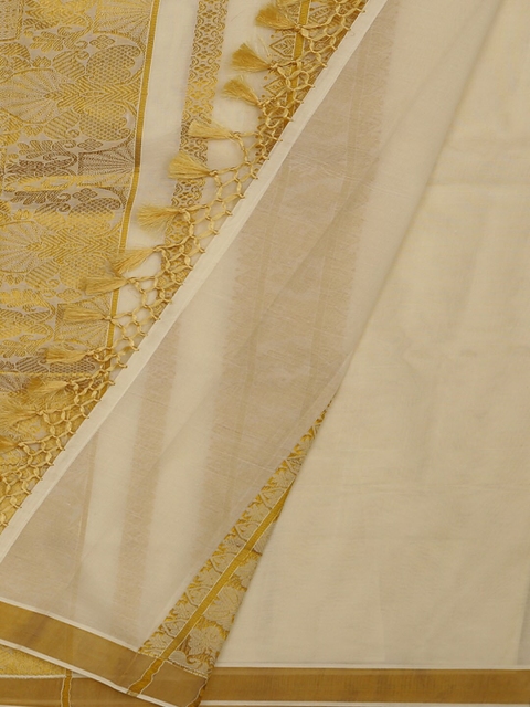 

Pothys Cream-Coloured Woven Design Pure Cotton Saree