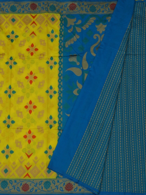 

Pothys Yellow & Blue Jute Silk Woven Design Saree