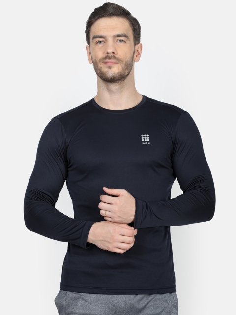 

rock.it Men Navy Blue Solid Round Neck T-Shirt