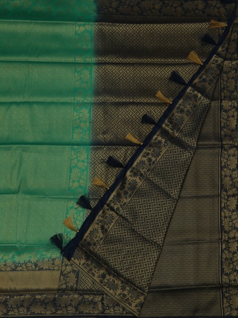 

Pothys Green & Navy Blue Jute Silk Woven Design Saree