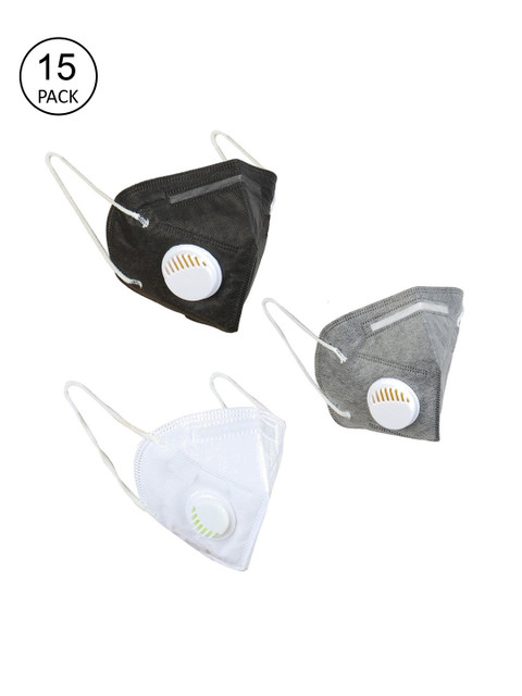 

OOMPH Unisex Pack of 15 Anti-Pollution 5-Layer Reusable Valved KN95 Masks, White