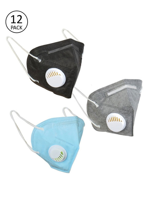 

OOMPH Unisex 12 Pcs Anti-Pollution 5-Layer Reusable Valved KN95 Masks, Blue