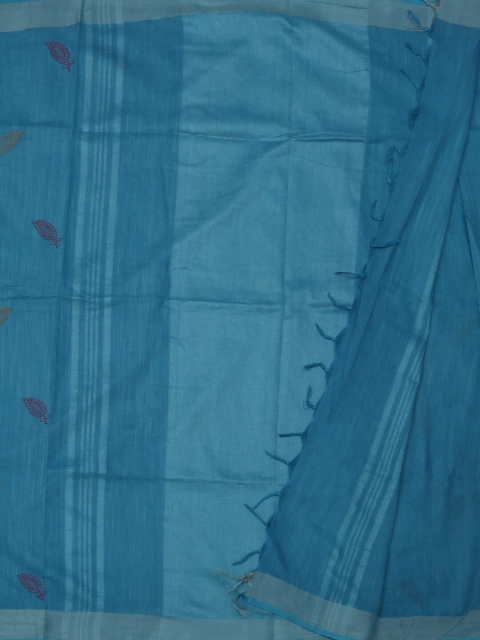 

Pothys Blue Woven Design Linen Blend Saree