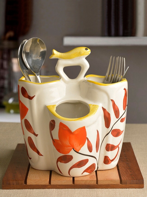 

StyleMyWay White & Red Hand glazed Handmade Cutlery Holder