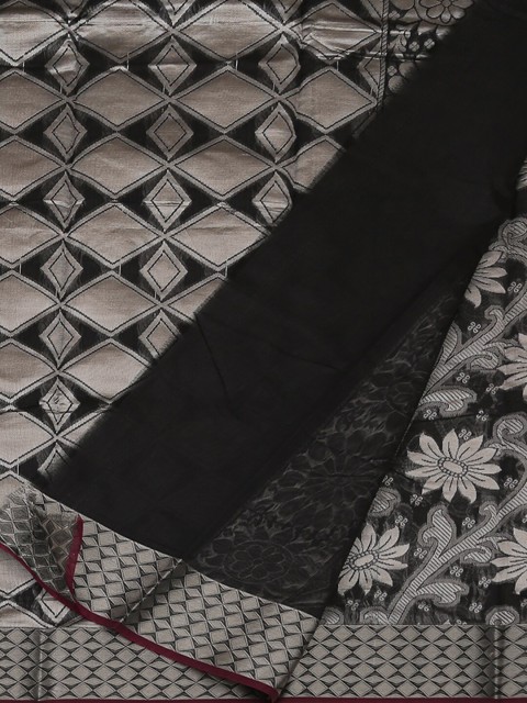 

Pothys Grey & Black Silk Cotton Woven Design Saree