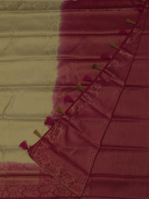 

Pothys Cream-Coloured & Maroon Jute Silk Woven Design Saree