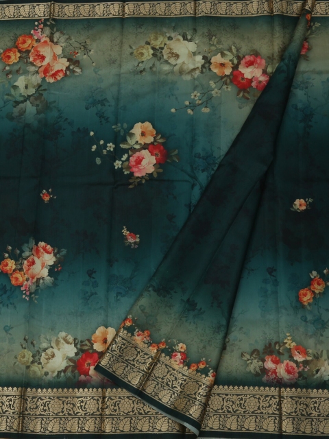 

Pothys Green Printed Jute Silk Saree