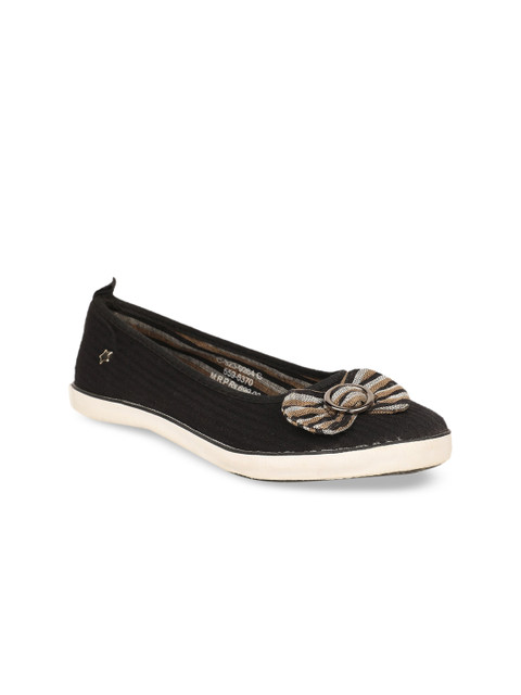 

Bata Women Black Woven Design Fabric Ballerinas