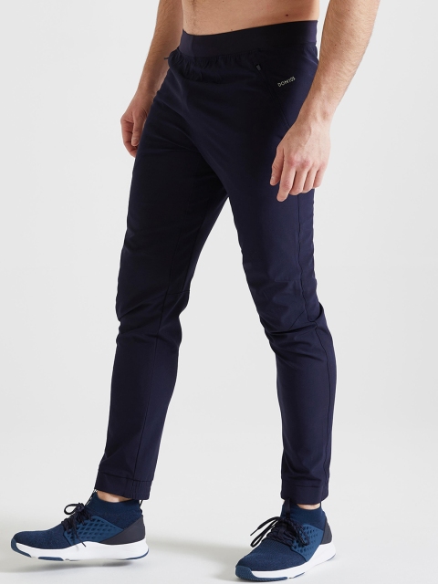 

Domyos by Decathlon Men Navy Blue Slim-Fit Fitness Trousers with Zip Pocket