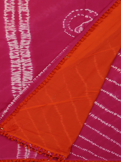 

Pothys Pink & Orange Pure Cotton Dyed Saree
