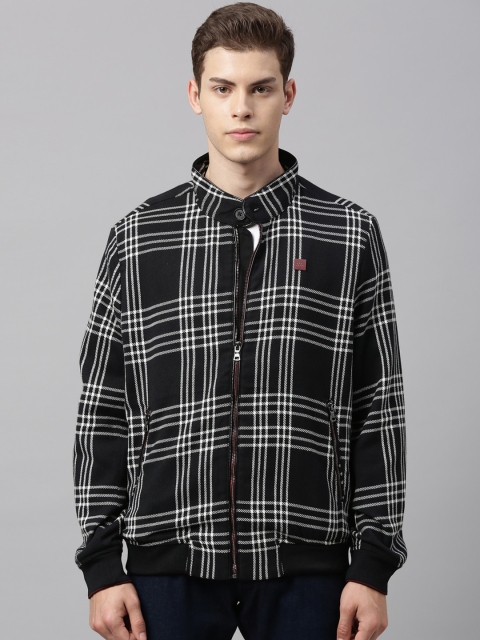 

RARE RABBIT Men Black Checked Bomber
