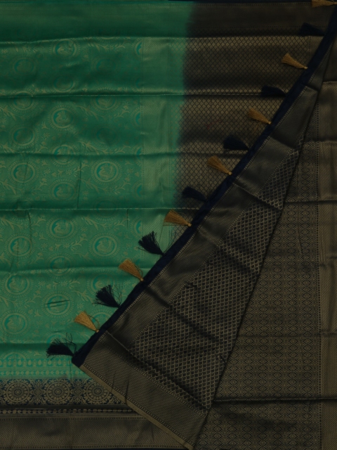 

Pothys Green & Navy Blue Jute Silk Woven Design Saree