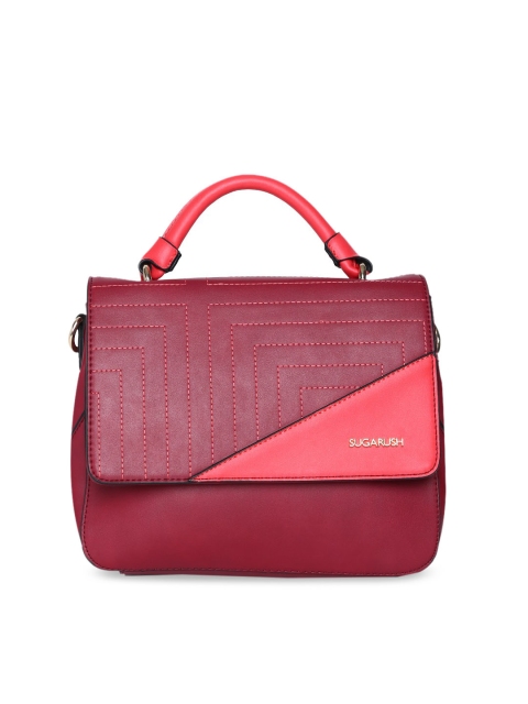

Sugarush Maroon & Pink Colourblocked Satchel