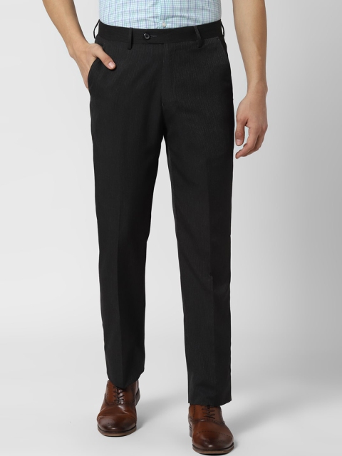 

Peter England Men Black Slim Fit Self Design Formal Trousers