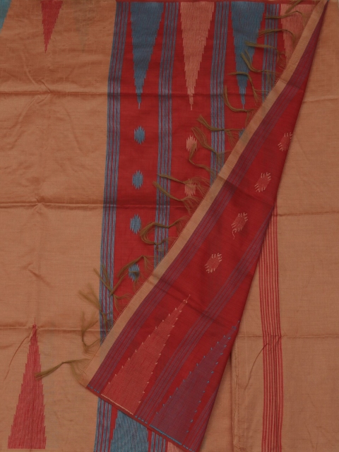

Pothys Peach-Coloured & Red Jute Silk Woven Design Saree