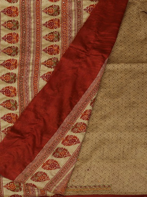 

Pothys Cream-Coloured Printed Jute Silk Saree