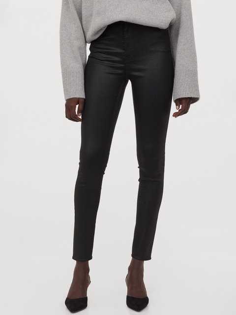 H&M Women Black Solid Skinny High Jeans
