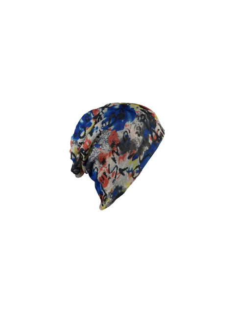 

Bunnywave Unisex Blue & Beige Printed Beanie
