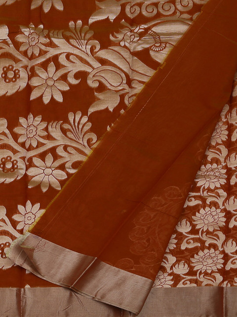 

Pothys Brown & Gold Silk Cotton Woven Design Saree