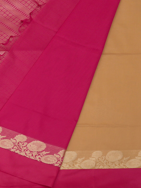 

Pothys Cream-Coloured & Pink Silk Cotton Woven Design Saree