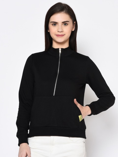 

Rigo Women Black Solid Sweatshirt