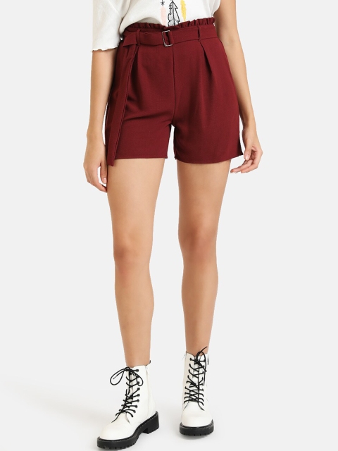 

Kazo Women Maroon Solid Regular Fit Regular Shorts