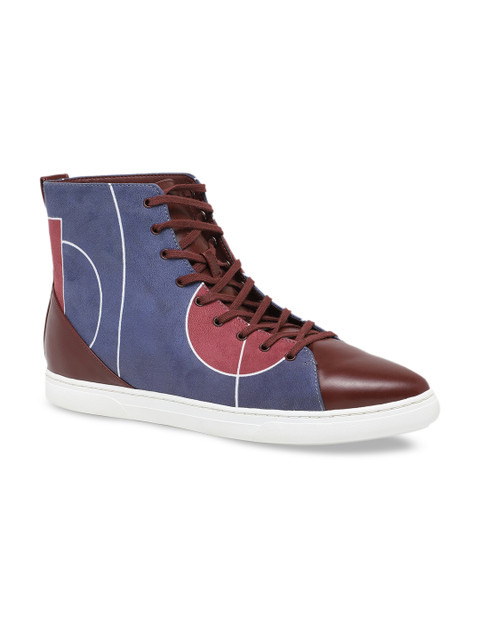 

CHARLES & KEITH Women Blue Colourblocked PU High-Top Flat Boots