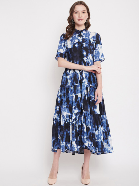 

Femella Women Blue Printed Fit and Flare Dress