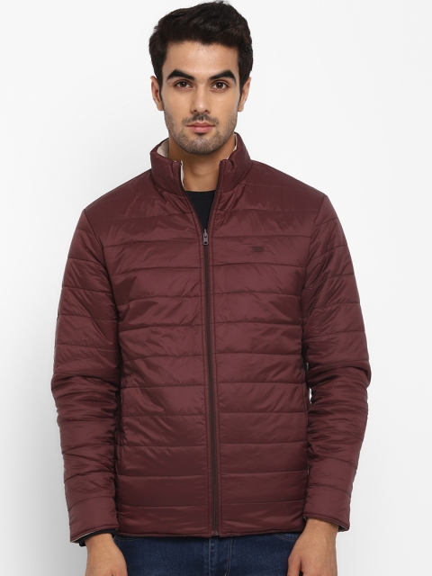 

METTLE Men Maroon Solid Padded Jacket