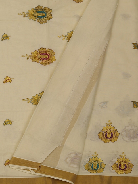 

Pothys Cream-Coloured Woven Design Pure Cotton Saree