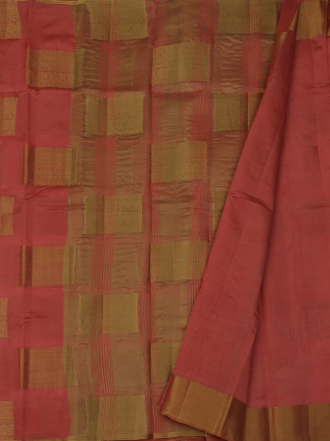 

Pothys Peach & Gold Jute Silk Woven Design Saree