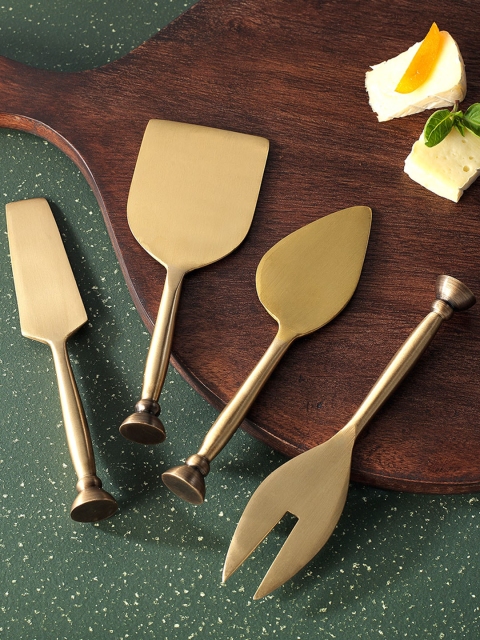 

ellementry Set of 4 Gold Toned Cheese mate Cutlery Set