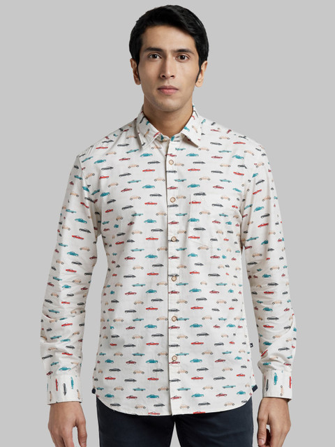 

Parx Men Off-White Manhattan Regular Fit Printed Casual Shirt