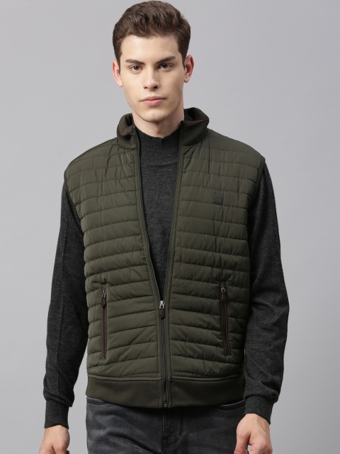 

RARE RABBIT Men Olive Green Solid Insulator Padded Jacket