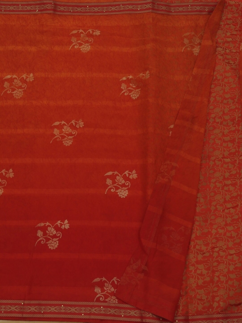 

Pothys Orange Printed Poly Georgette Saree