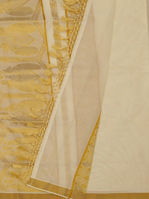 

Pothys Cream-Coloured Woven Design Pure Cotton Saree