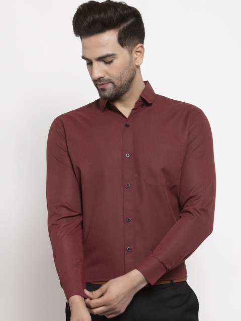 

JAINISH Men Maroon Smart Regular Fit Solid Formal Shirt