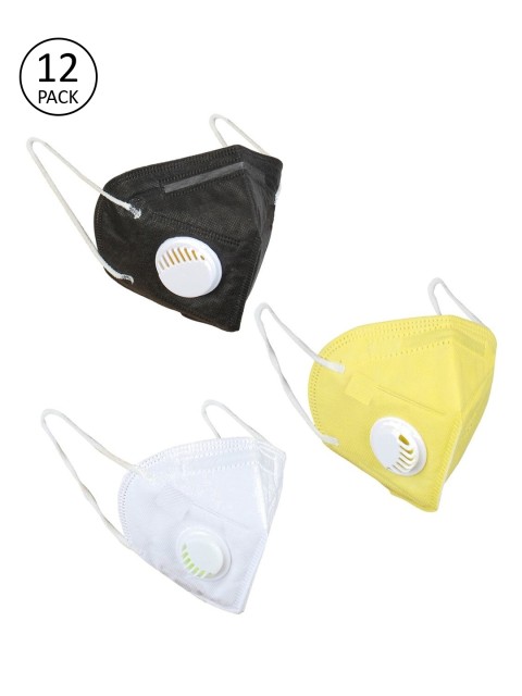 

OOMPH Unisex 12 Pcs Anti-Pollution 5-Layer Reusable Valved KN95 Masks, White
