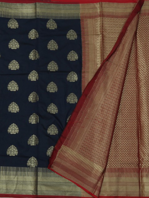 

Pothys Navy Blue & Maroon Jute Silk Woven Design Saree