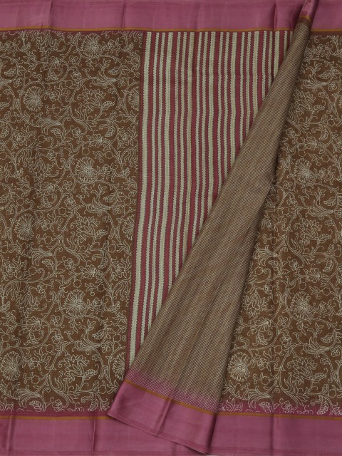 

Pothys Brown Printed Linen Blend Saree