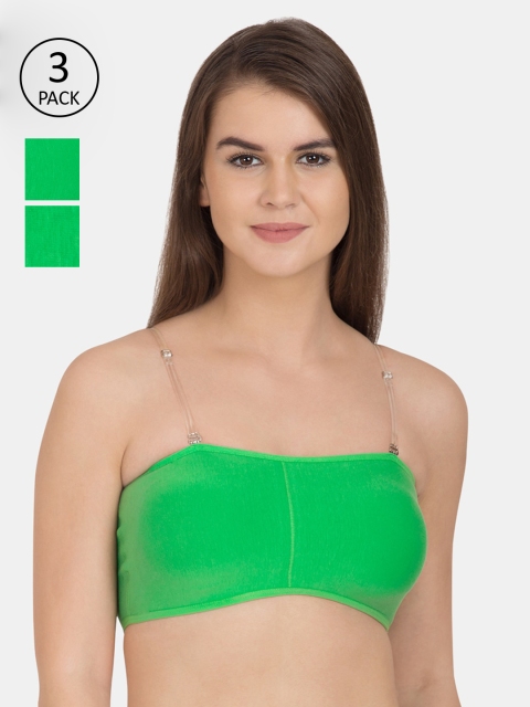 

Tweens Pack of 3 Solid Non-Wired Lightly Padded Workout Bra TW-9279-3PC, Green