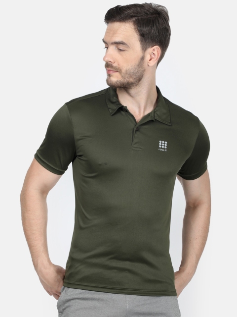 

rock.it Men Olive Green Solid Polo Collar T-shirt