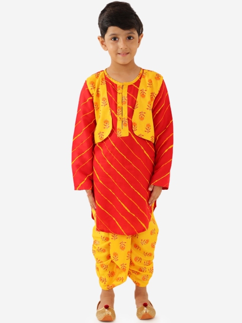 

KID1 Boys Yellow & Orange Printed Kurta with Dhoti Pants