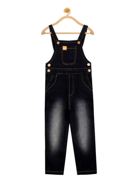 

Olele Boys Black Solid Denim Dungarees