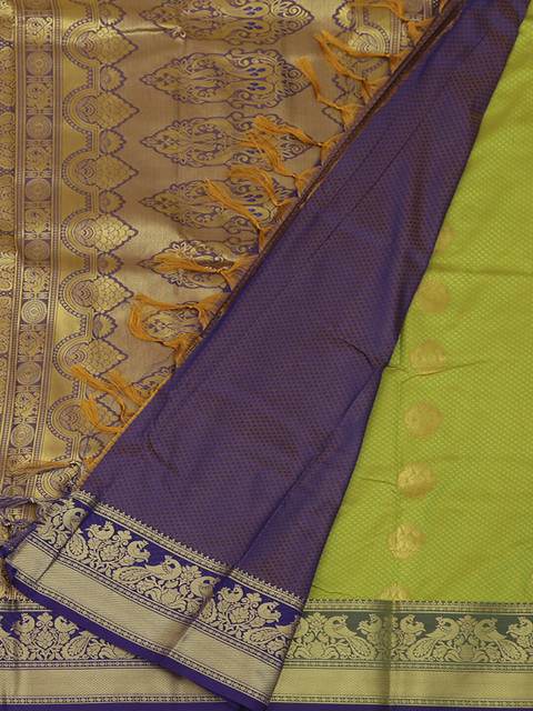 

Pothys Green & Navy Blue Art Silk Solid Saree