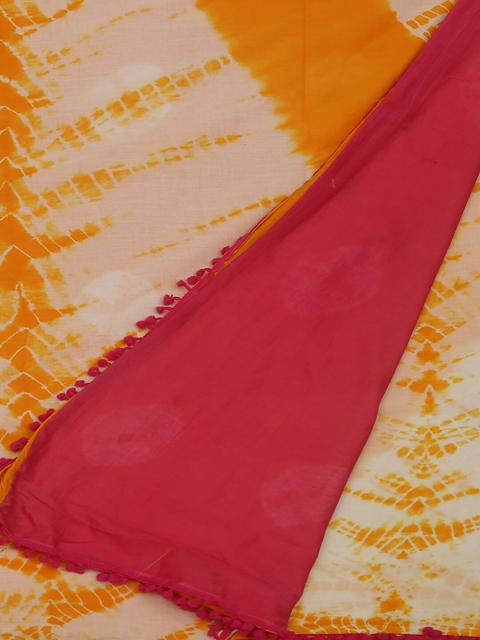 

Pothys Yellow & Pink Pure Cotton Printed Saree